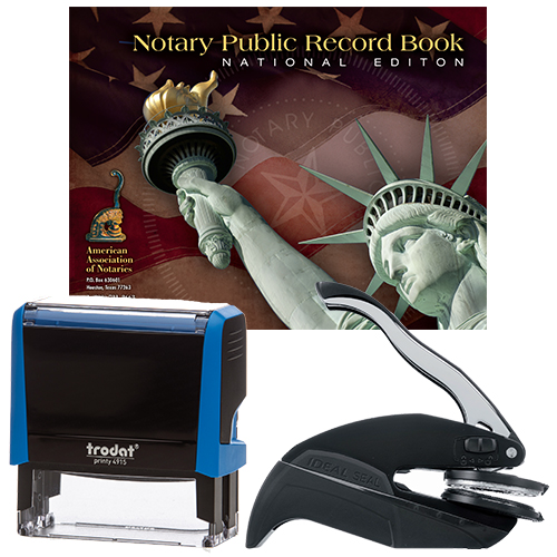 Notary Supplies Deluxe Package - P4 Stamp and Your Choice of Embosser (OR-WA-WV)