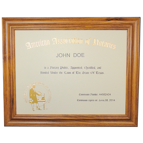 Oregon Notary Unofficial Commission Certificate Frame