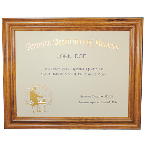 Delaware Notary Unofficial Commission Certificate Frame