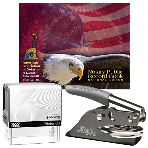 Notary Supplies Deluxe Package - Microban Stamp and Your Choice of Embosser (OH)