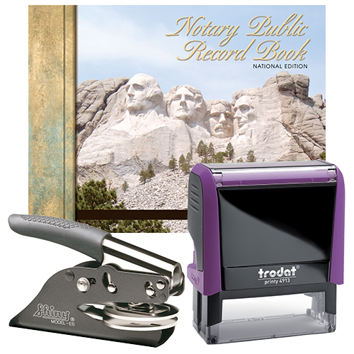 Notary Supplies Deluxe Package - Includes P4 Stamp & EZ Handheld Embosser (CA)