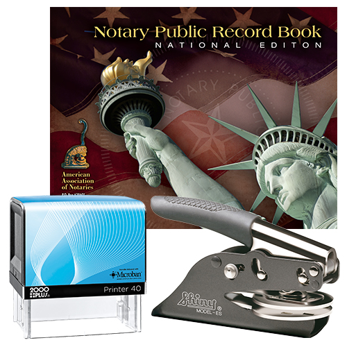 California Deluxe Notary Supplies Package I Notary Supplies Deluxe Package - Includes Microban Stamp & EZ Handheld Embosser (CA)