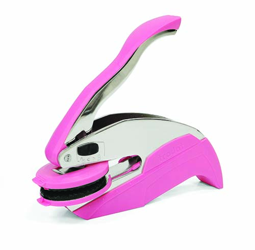 This handheld dual-use Utah notary metal embosser is available now in pink base colors. Our Utah notary embossers are laser engraved using the latest technology to produce a crisp and clear raised notary seal impression every time. A gentle pressure on the handle produces a finely defined, raised notary seal impression even on heavier papers. The heavy duty frame and precision workmanship guarantees this embosser will last for the life of your Utah notary commission. The notary seal has a sliding locking mechanism that makes it convenient for dismantling and storing. The notary embosser seal's impressions are tamper proof the impression cannot be altered without defacing the document. Highly recommended for Utah notaries handling international documents where the absence of a notary raised seal impression could cause the document to be rejected. Order now, and we will include, absolutely free, a leatherette pouch to enable you to store your embosser safely and attractively. This Utah notary seal has an impression of 1-5/8 inches.