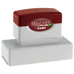 This pre-inked Maine notary stamp has an ink reservoir built into the die plate. Makes notary stamp seal impressions of 1 X 2-3/8 inches. No ink pad is required to use this notary stamp. You can easily add few more ink drops when needed by removing the handle. This exemplary notary stamp is available in five ink colors. Includes a dust cover to protect the stamp as well as your desk after stamp use. All notary stamp orders ship in one business day. Lifetime warranty.